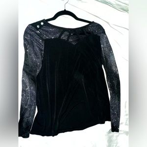 Special occasion shirt with glittered sleeves and diamonds